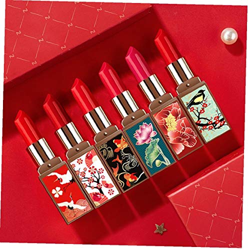 hvxjxk 6pcs del Lápiz Labial Hidratante China De Estilo Retro a Prueba De Agua Y De Larga Duración Barra De Labios Mate Pintalabios para Muchachas De Las Mujeres