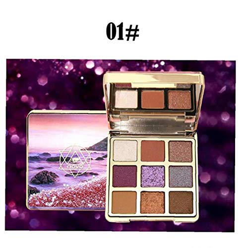 hvxjxk 9 Colores Super Pigmentado Profesional Paleta De Sombra De Ojos Shimmer Mate Polvo Suave Textura Cremosa Blendable Sombra De Ojos Ultra Larga Duración De Maquillaje Paleta (1)