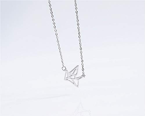 HWADMW S925 Plata de Ley Que Desea mil grullas de Papel Collar Cadena de clavícula Femenina Simple Temperamento Forestal Diseño de nicho Regalo de San Valentín