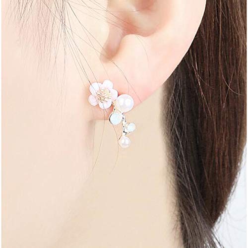 HXUJ Joyería Pendientes de Perlas de imitación de la Flor de la Hoja de la Perla Stud Pendientes Floral/Botanicals señoras de la Moda de Las Mujeres por la Calle Daily