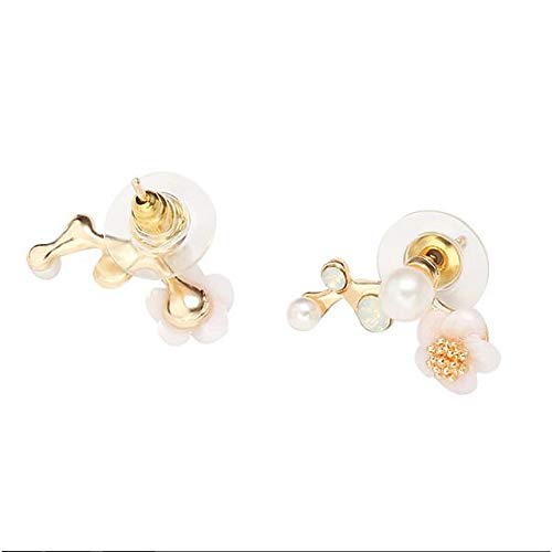 HXUJ Joyería Pendientes de Perlas de imitación de la Flor de la Hoja de la Perla Stud Pendientes Floral/Botanicals señoras de la Moda de Las Mujeres por la Calle Daily