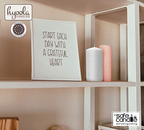HYOOLA - Velas de pilar blancas de 3 x 4 pulgadas, sin perfume, 6 unidades, fabricado en Europa