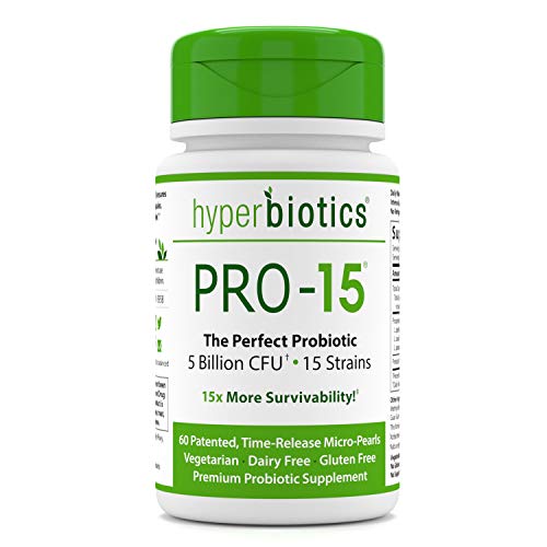 Hyperbiotics PRO-15-60 Once Daily Time Release Pearls (probióticos de máxima calidad, 15 cepas, 15B CFU)
