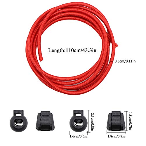 Hysagtek 6 Pares de Cordones de Zapatos elásticos Sin Cordones para Zapatillas de Deporte, niños y Adultos (Rojo, Negro, Blanco, Gris, Azul, Verde)