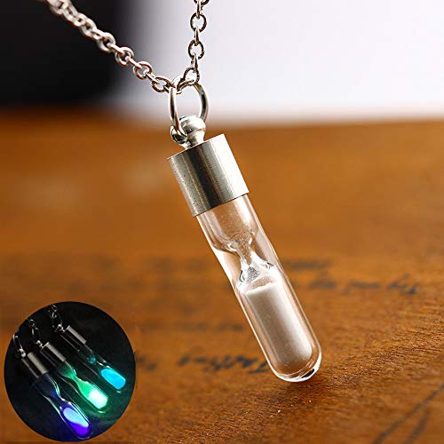 HYwot Colgante, Collar Luminoso En La Noche, De Moda Botella De Cristal De Reloj De Arena A La Deriva Collar, Conveniente para Los Hombres Y Mujeres para Joyería Desgaste,Verde