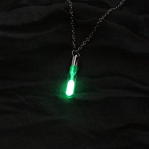 HYwot Colgante, Collar Luminoso En La Noche, De Moda Botella De Cristal De Reloj De Arena A La Deriva Collar, Conveniente para Los Hombres Y Mujeres para Joyería Desgaste,Verde