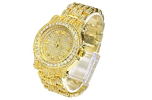 Iced Out CZ - Reloj con diamantes Hip Hop - Joyería de color dorado y plateado. Bust Down AP Watch. Mille Rollie - Reloj para hombre