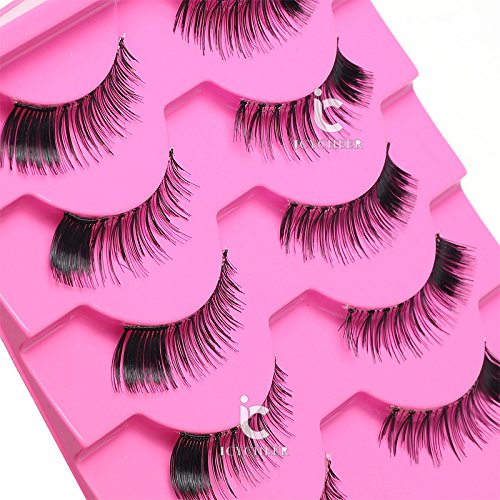 ICYCHEER - Pestañas de maquillaje de media esquina, 5 pares de pestañas postizas hechas a mano, pestañas suaves
