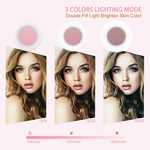 iEGrow Aro de Luz para Movil 3in1 Anillo de Luz USB Selfie Light Ring con Soporte Trpode y Bluetooth Palo Selfie para Fotografa Youtube Video Maquillaje