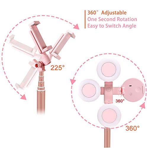iEGrow Aro de Luz para Movil 3in1 Anillo de Luz USB Selfie Light Ring con Soporte Trpode y Bluetooth Palo Selfie para Fotografa Youtube Video Maquillaje