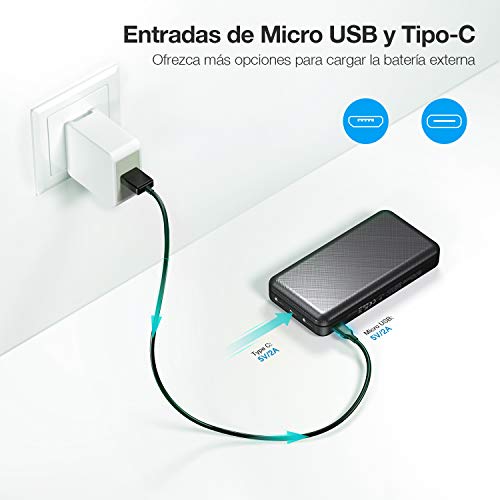 IEsafy Batería Externa 26800mAh Power Bank con 2 Salida y 2 Entrada Cargador Movil Portátil para Xiaomi Redmi Samsung Huawei y más Smartphone