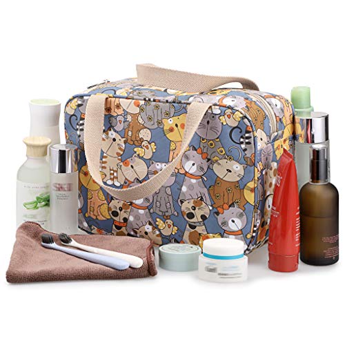 IGNPION - Neceser de viaje para mujer, grande, impermeable, neceser organizador de maquillaje, neceser para natación, gimnasio, gato (Multicolor) - IGN480