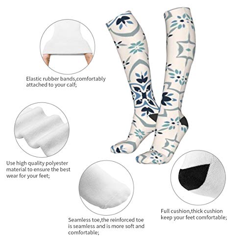 iksrgfvb Patrón de Talavera. Azulejos Portugal. Adorno turco. Mosaico de azulejos marroquíes Admite cojines gruesos en calcetines de pantorrilla de 3 x 50 pulgadas