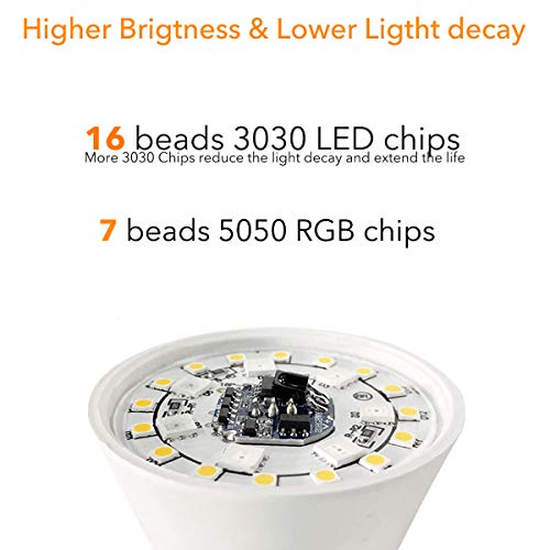 iLC Bombillas Colores RGBW 85W Equivalente LED Bombilla Regulable Cambio de Color Edison 12W E27 - RGB Control remoto Incluido