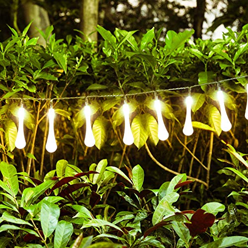 Iluminación de exterior, 40 LED Lámparas solares, IP65 Impermeable, 24ft Blanco cálido, Sensor de Luz para Hogar Jardín Exterior Patio Valla Ventana Fiesta