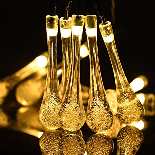 Iluminación de exterior, 40 LED Lámparas solares, IP65 Impermeable, 24ft Blanco cálido, Sensor de Luz para Hogar Jardín Exterior Patio Valla Ventana Fiesta