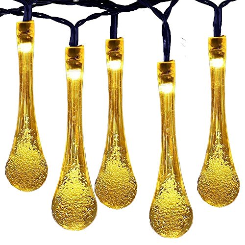 Iluminación de exterior, 40 LED Lámparas solares, IP65 Impermeable, 24ft Blanco cálido, Sensor de Luz para Hogar Jardín Exterior Patio Valla Ventana Fiesta