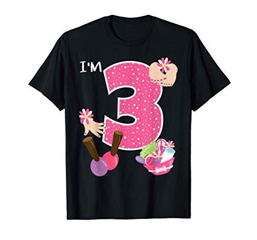 I'm 3 Spa Party Birthday Girl Nail Polish Makeup Birthday Camiseta