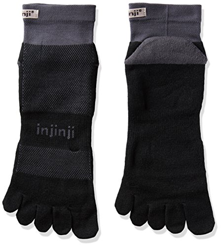 Injinji Perf 2.0 Run Midweight Mini-Crew CoolMax XtraLife Toe Socks Black/Gray-L