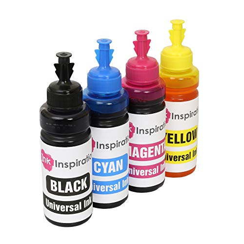 INK INSPIRATION® Recarga Tinta Universal para Cartuchos y Sistema CISS Compatible con EPSON Canon HP Brother LEXMARK DELL RICOH, Multipack 4