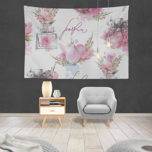 Inontime Tapiz Colgar en la Pared Well Tapestry Romantic Scent Retro Colorful Perfume Print Wall Rugs Tapestry Boho Mandala Hippie Bathroom Wall Decor for Living Room Bedroom Dorm 80 * 60inch