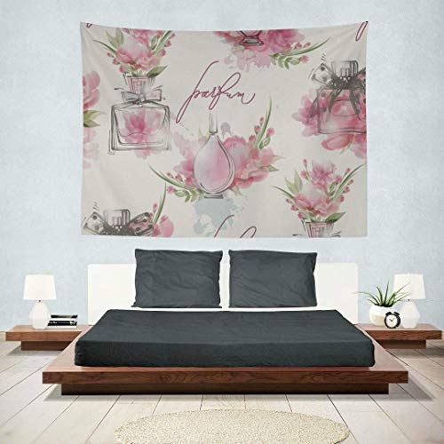 Inontime Tapiz Colgar en la Pared Well Tapestry Romantic Scent Retro Colorful Perfume Print Wall Rugs Tapestry Boho Mandala Hippie Bathroom Wall Decor for Living Room Bedroom Dorm 80 * 60inch