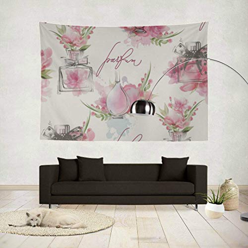 Inontime Tapiz Colgar en la Pared Well Tapestry Romantic Scent Retro Colorful Perfume Print Wall Rugs Tapestry Boho Mandala Hippie Bathroom Wall Decor for Living Room Bedroom Dorm 80 * 60inch