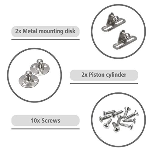 INSMA 2pcs Amortiguadores de Gas 100N, Resorte de Gas Mueble, Pistones a Gas Armarios, Hidráulico Amortiguador Puertas, Bisagra para armario, Resortes de Compresión para Elevación de Puertas