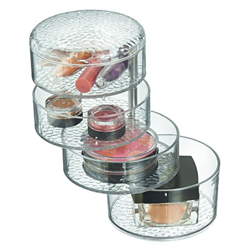 InterDesign - Rain - Organizador Giratorio provisto de Tapa, para gabinete de tocador; Guarda Maquillaje, Productos de Belleza - Claro