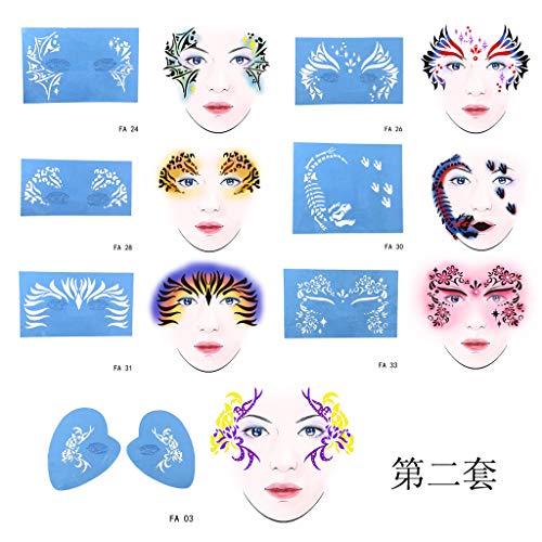 IPOTCH 1 Kit de Plantillas de Maquillaje Artístico para Escenario Modelo de Suave de Flexible Azul