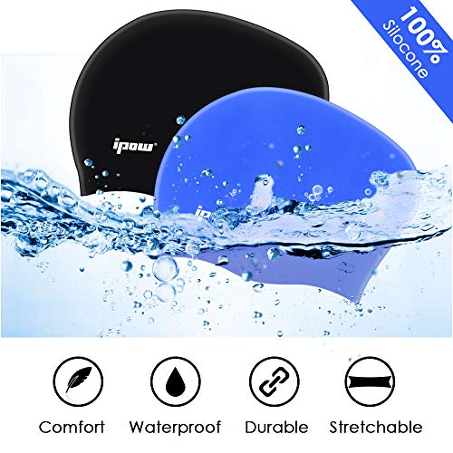Ipow [2 PCS] Gorro de natacion impermeable para pelo largo, hombre/mujer