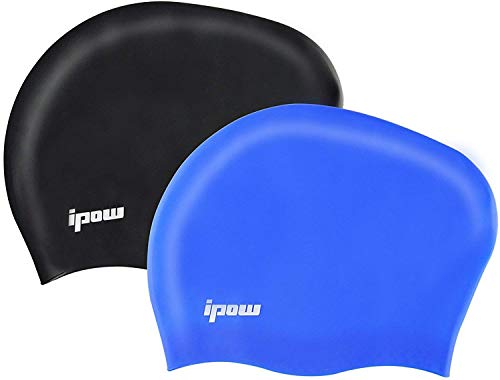 Ipow [2 PCS] Gorro de natacion impermeable para pelo largo, hombre/mujer