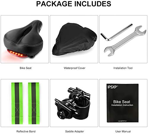 IPSXP Sillín Bicicletacon Dos amortiguadores, Asiento de Bicicleta Relleno con Espuma de Gel, para MTB/Bicicleta de Carretera/Bicicleta Urbana