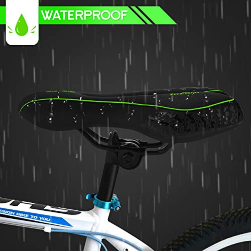 IREGRO Bicicletas de Bicicleta Asiento Acolchado con cojín Suave-Cojín de Asiento de Bicicleta de Repuesto con Cubierta Resistente al Agua y al Polvo para Bicicletas demontaña (Black)