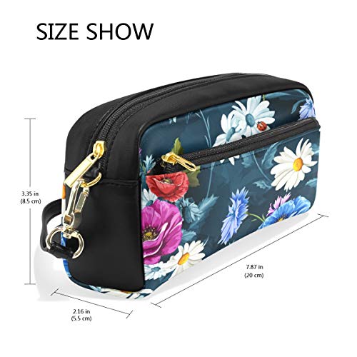 iRoad - Estuche para lápices de colores con diseño de manzanilla y flores de gran capacidad, con cremallera, bolsa de maquillaje con compartimentos para niñas y adultos