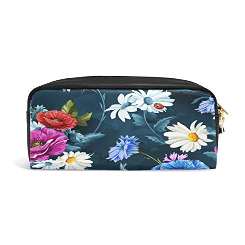 iRoad - Estuche para lápices de colores con diseño de manzanilla y flores de gran capacidad, con cremallera, bolsa de maquillaje con compartimentos para niñas y adultos