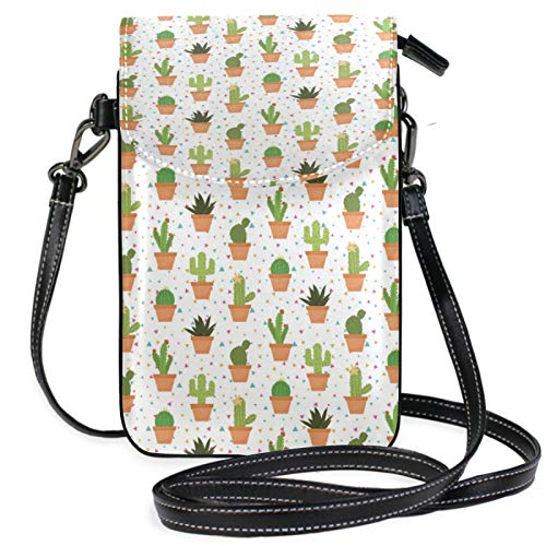 iRoad - Mini bolso con correa para el hombro, diseño floral de aloe vera y cactus