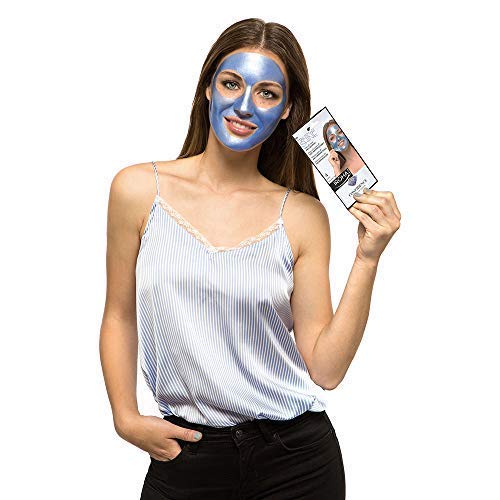 Iroha Nature - Mascarilla Facial Peel Off Azul, Talisman Shine, Anti Imperfeccioines con Perla y Colágeno, 4 usos 1 packs | Mascarilla Peel-Off Anti Imperfecciones, Granitos