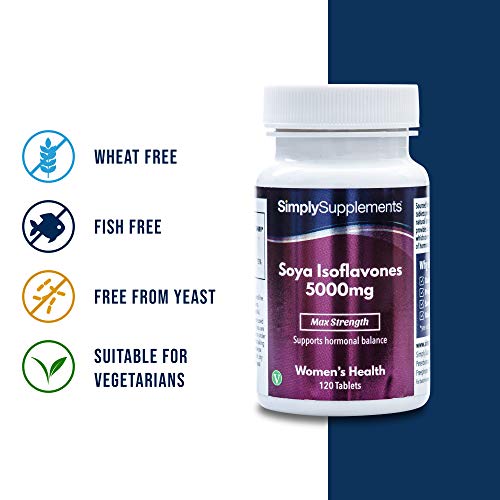 Isoflavonas de soja 5000mg - ¡Bote para 4 meses! - Apto para veganos - 120 Comprimidos - SimplySupplements