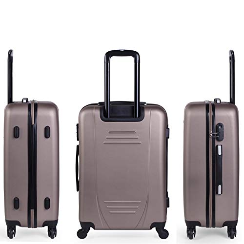 ITACA - Maleta de Viaje Rígida 4 Ruedas Trolley 65 cm Mediana de ABS. Práctica Resistente Cómoda y Ligera. Calidad Marca y Confianza. Estudiantes y Profesionales. 71160, Color Champagne