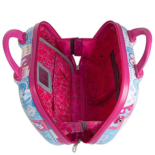 ITACA - Neceser Grande de Viaje de Policarbonato, Infantil Juvenil. Maleta de Aseo. Espejo. Maletas a Juego. Calidad y Diseño. Completo Cómodo y Ligero. 702335, Color Azul-Fucsia