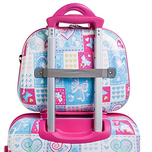 ITACA - Neceser Grande de Viaje de Policarbonato, Infantil Juvenil. Maleta de Aseo. Espejo. Maletas a Juego. Calidad y Diseño. Completo Cómodo y Ligero. 702335, Color Azul-Fucsia