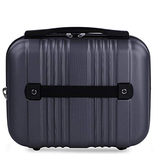ITACA - Neceser Rígido ABS Grande de Viaje, Maleta de Aseo. Cierre Cremallera. Cinta Trolley, Asa Retráctil y Bandolera. Múltiples Compartimentos. Ligero y Cómodo. T71535, Color Antracita