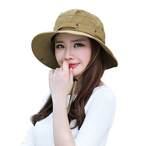 ITODA Sombrero de Sol Pesca Gorra Panamá protección Solar Anti-UV Capeline Plegable Secado rápido Verano Hombres Mujeres para Escalada sortir Viaje Playa, Color Dorado, tamaño M(54-58CM)