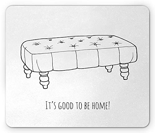 It's Good To Be Home Mouse Pad, Vintage Style Rectangular Comfy Antique Sea Figure with Quote, Standard Size Rectangle Non-Slip Rubber Mousepad, Black and White 9.8 X 11.8 Inch