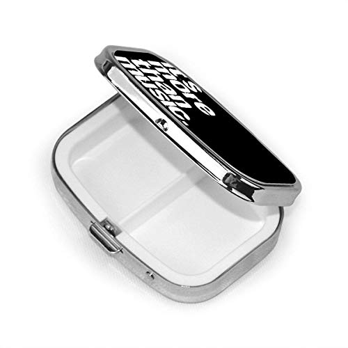 It's More Than Music Pill Box Square Metal Pill Case Two Compartment Pocket Medical Drug Tablet Storage for Organizer Holder Pocket Or Wallet Organizer Case Traveling