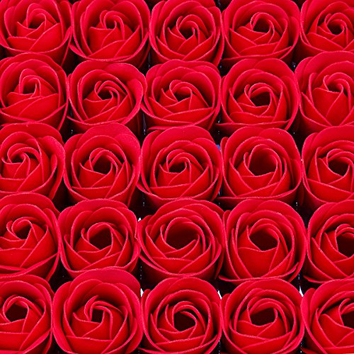 Jabón de aceites esenciales perfumados con olor a rosa con diseño en forma de flor, 81 piezas sin conservantes, cumpleaños, boda, día de San Valentín, día de la madre