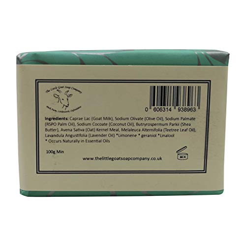 Jabón de árbol de té, lavanda y avena, con leche de cabra, 100 g, para acné y rosácea