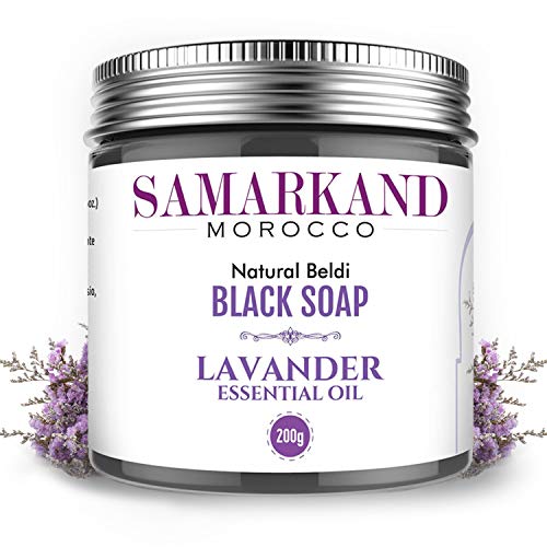 Jabón Negro con Aceite Esencial de Lavanda 100% Puro Natural Beldi para Hammam - El Original de Marruecos 200 mg