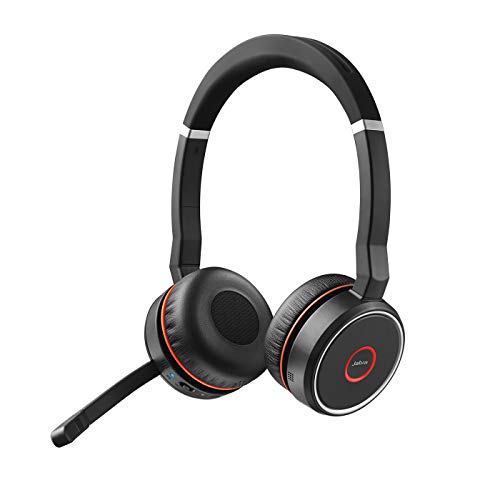 Jabra Evolve 75 - Auriculares Inalámbricos Estéreo Optimizados para Comunicaciones Unificadas con Batería de Larga Duración, para PC, Smartphones y Tabletas, Negro